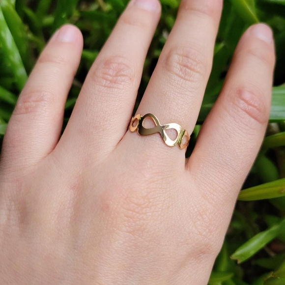 New Classic Gold Simple Dainty Infinity Ring Band & Toe Ring - Picture 2 of 7